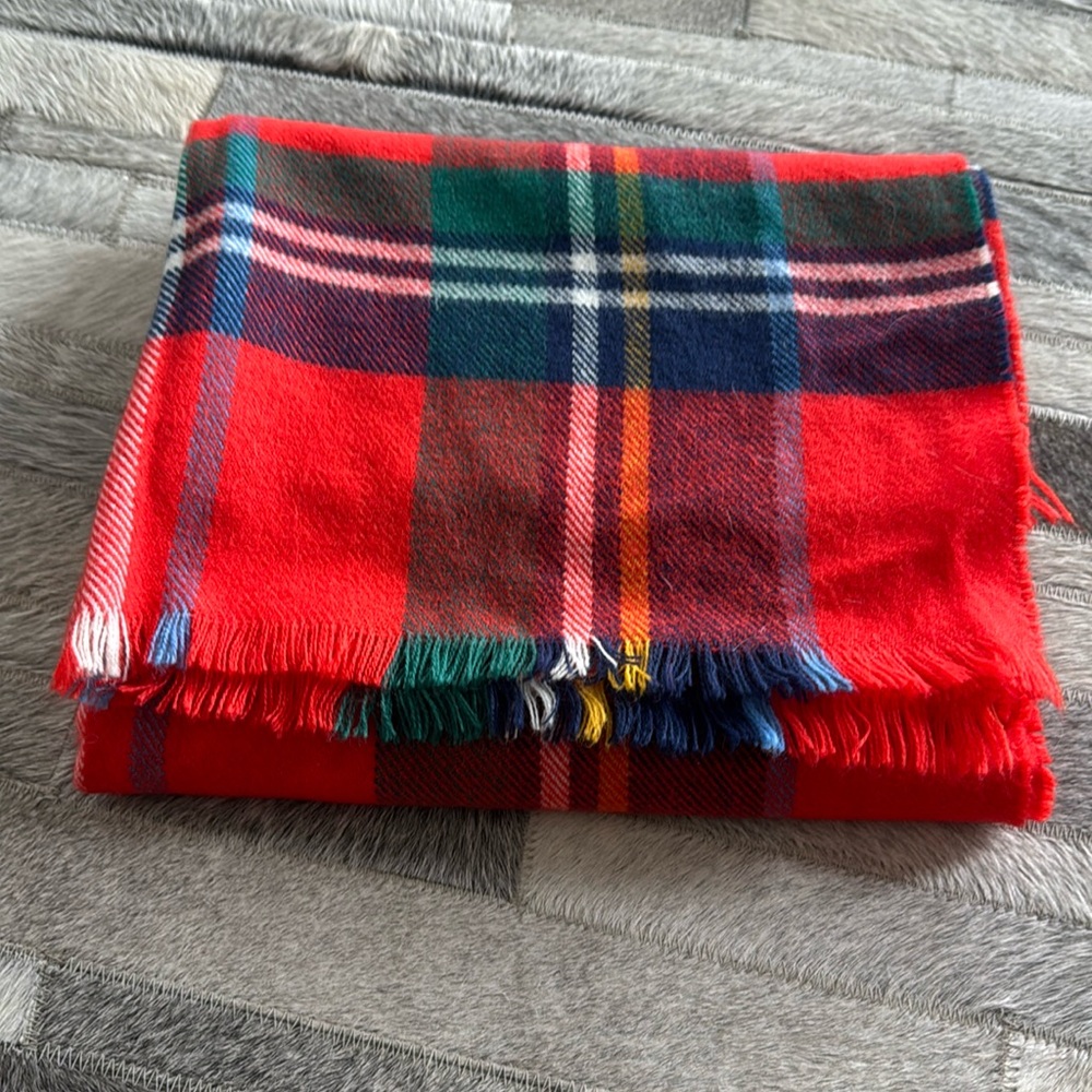 Red plaid acrylic scarf